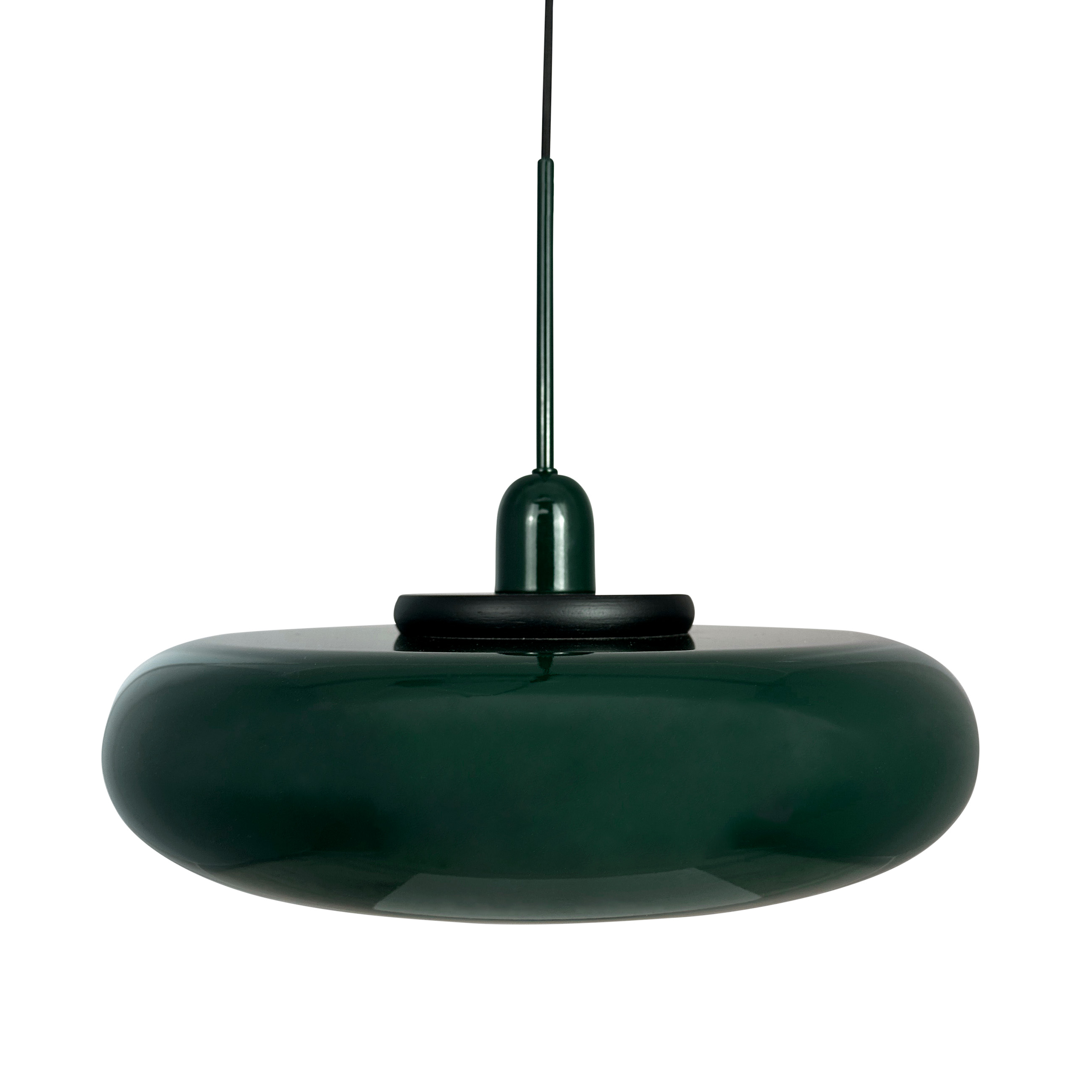 Dyberg Larsen Planet pendel dark green / med sort træ ring