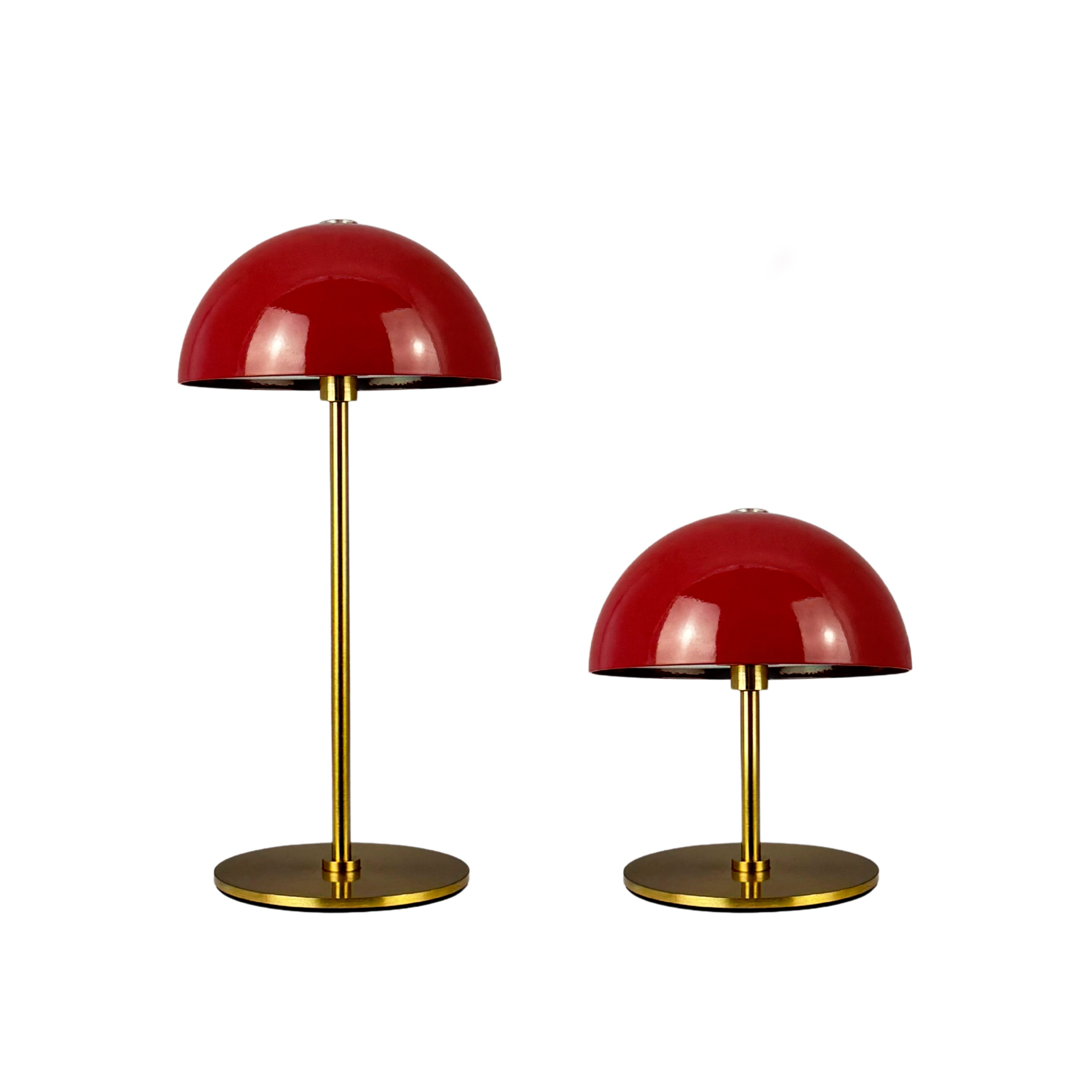 Dyberg Larsen ALONG LED Minibordlampe mørkerød/messing 2 stk. i æske