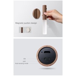 Sensorleuchte dunkles Holz - Satz mit 2 Stck.