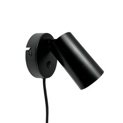 Modern black wall spotlight with switch and cord