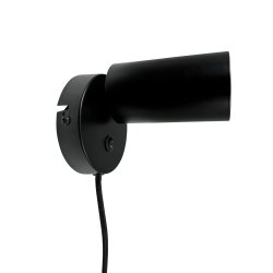 Modern black wall spotlight with switch and cord