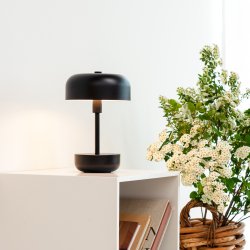 Haipot sort LED genopladelig bordlampe