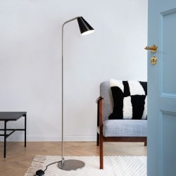 Oswald sort/stl gulvlampe