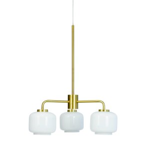 Arp Opal/Messing 3-armiger Kronleuchter