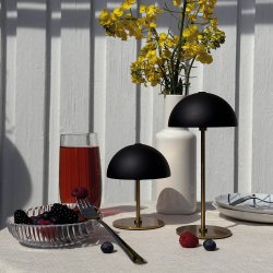 ALONG LED Minibordlampe sort/messing - ske med 2 stk. 