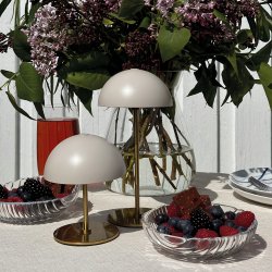 ALONG LED Mini Table Lamp beige/brass - Box of 2