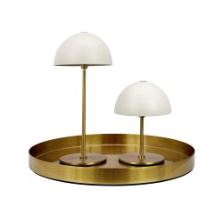 ALONG LED Minibordlampe beige/messing 2 stk. i ske med bakke