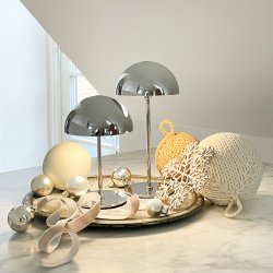 ALONG LED Minibordlampe krom 2 stk. i ske