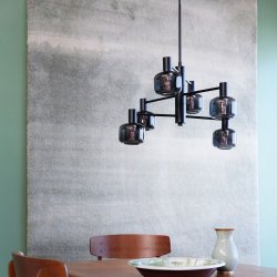 Arp lysekrone 6 kupler sort/smoke