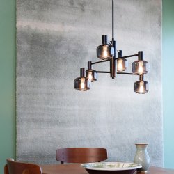 Arp lysekrone 6 kupler sort/smoke