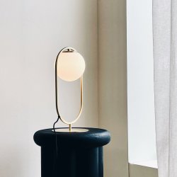 Reims bordlampe med bue og glas kuppel - lav