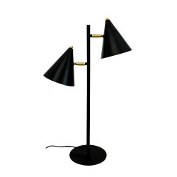Rouen bordlampe sort med 2 skrme