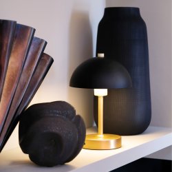 Malm Special Edition black/brass LED table lamp rechargeable