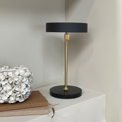 MOONLIGHT LED Rechargeable table lamp black with black marble, brass