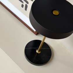 MOONLIGHT LED Rechargeable table lamp black with black marble, brass