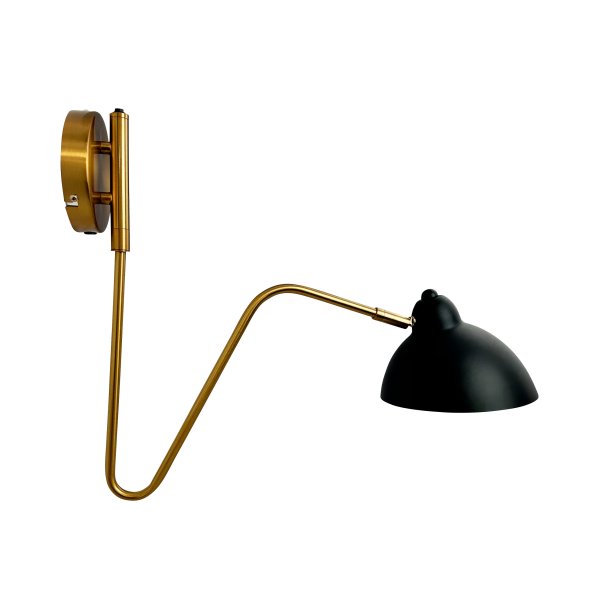 Futura Wall light black/ brass curved wall light