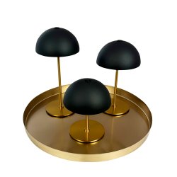 ALONG LED Minibordlampe sort/messing 3 stk. i ske med bakke