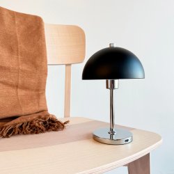 Malm black/chrome LED table lamp rechargeable