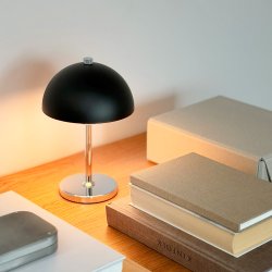 Malm� black/chrome LED table lamp rechargeable