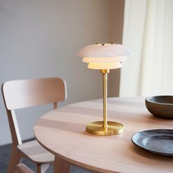 DL20 LED Opal/Messing wiederaufladbare Tischleuchte