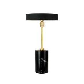 Starlight LED genopladelig bordlampe messing med sort marmor