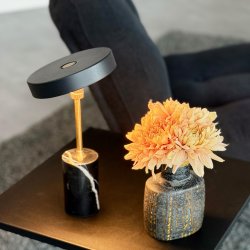 Starlight LED rechargeable table lamp brass with black marble