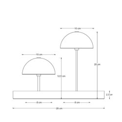 ALONG LED Minibordlampe beige/messing 2 stk. i ske med bakke