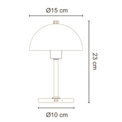 Malm sort/krom LED bordlampe genopladelig